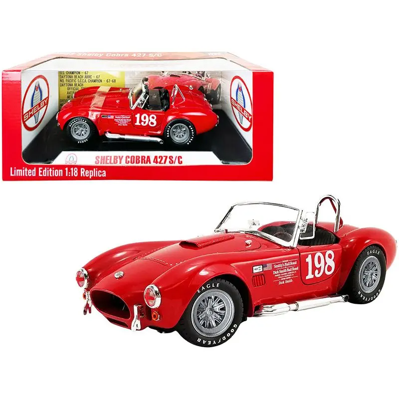 1965 Shelby Cobra 427 S/C Convertible #198 Red "Acme Exclusive" 1/18 Diecast Model Car By Shelby Collectibles 1