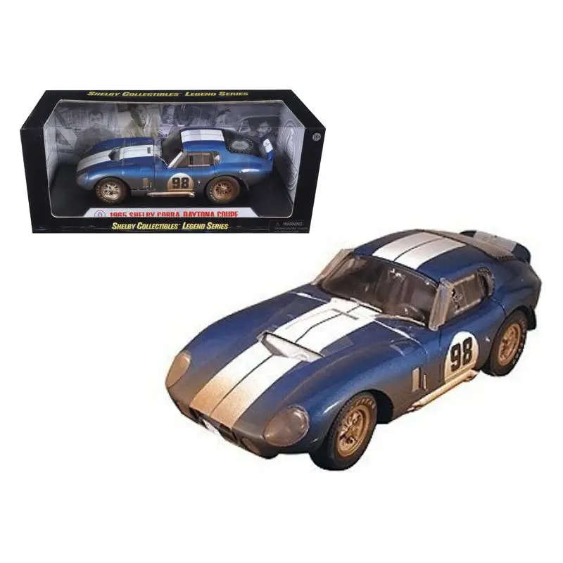 1965 Shelby Cobra Daytona #98 Blue With White Stripes After Race (Dirty Version) 1/18 Diecast Model Car By Shelby Collectibles 1