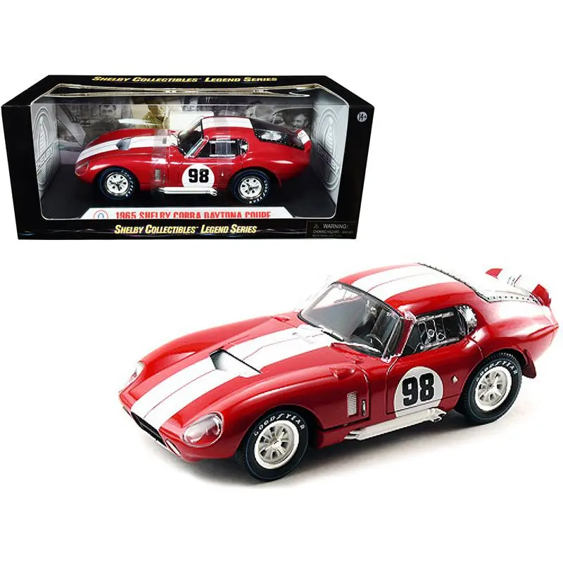 1965 Shelby Cobra Daytona Coupe #98 Red With White Stripes 1/18 Diecast Model Car By Shelby Collectibles 1