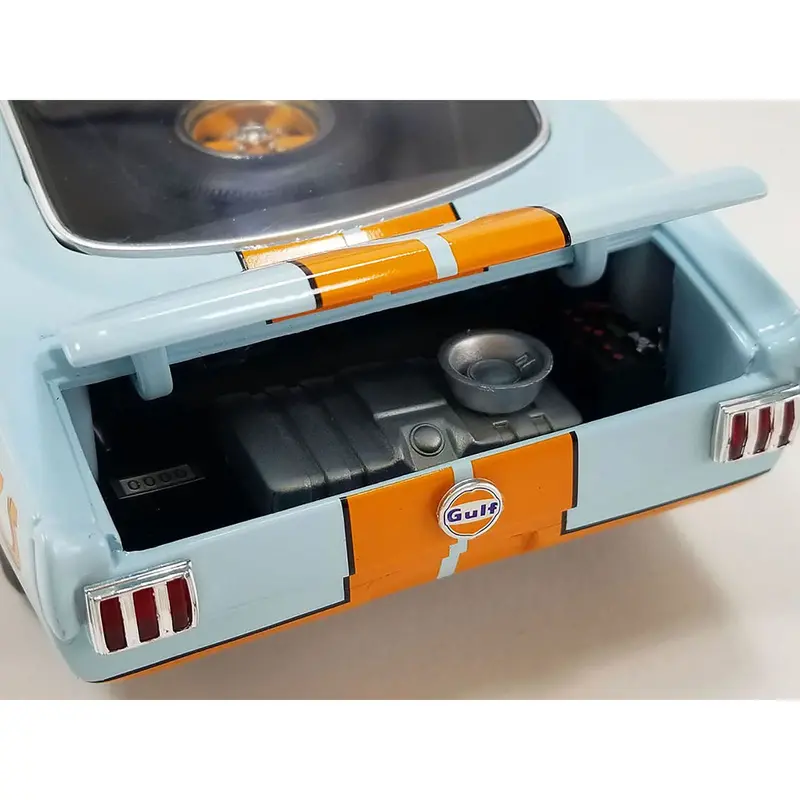 1965 Shelby Gt350r #6 Light Blue With Orange Stripes "Gulf Racing Tribute" Limited Edition To 330 Pieces Worldwide 1/18 Diecast Model Car By Acme 1