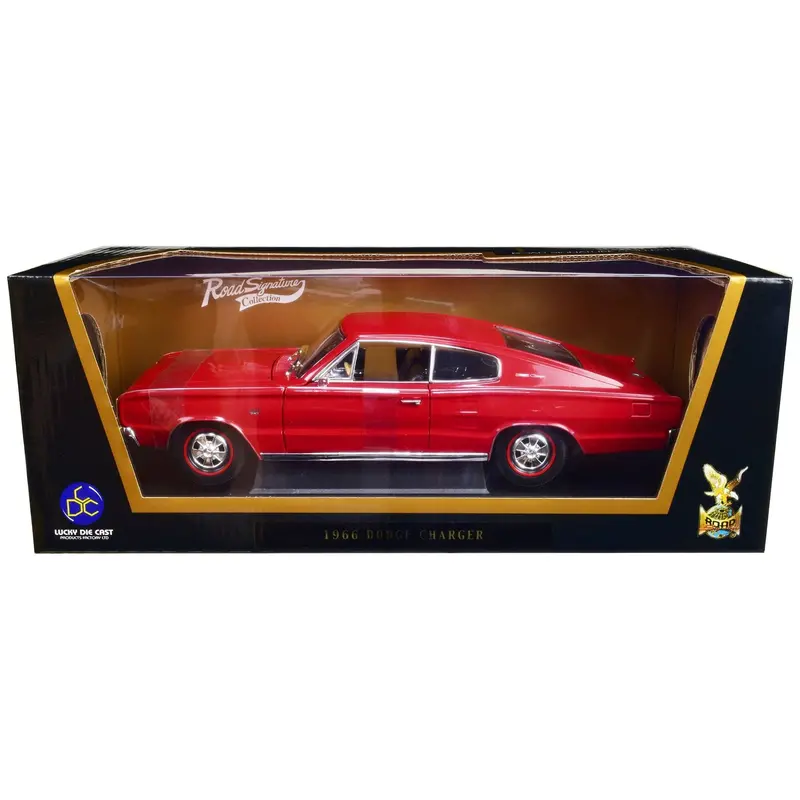 1966 Dodge Charger Red 1/18 Diecast Model Car By Road Signature 1