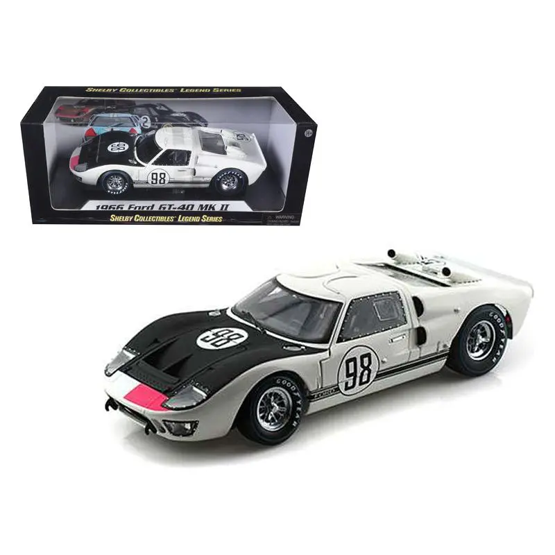 1966 Ford Gt-40 Mk 2 #98 White 1/18 Diecast Car Model By Shelby Collectibles 1