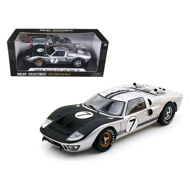 1966 Ford Gt-40 Mk Ii #7 Silver 1/18 Diecast Model Car By Shelby Collectibles 1