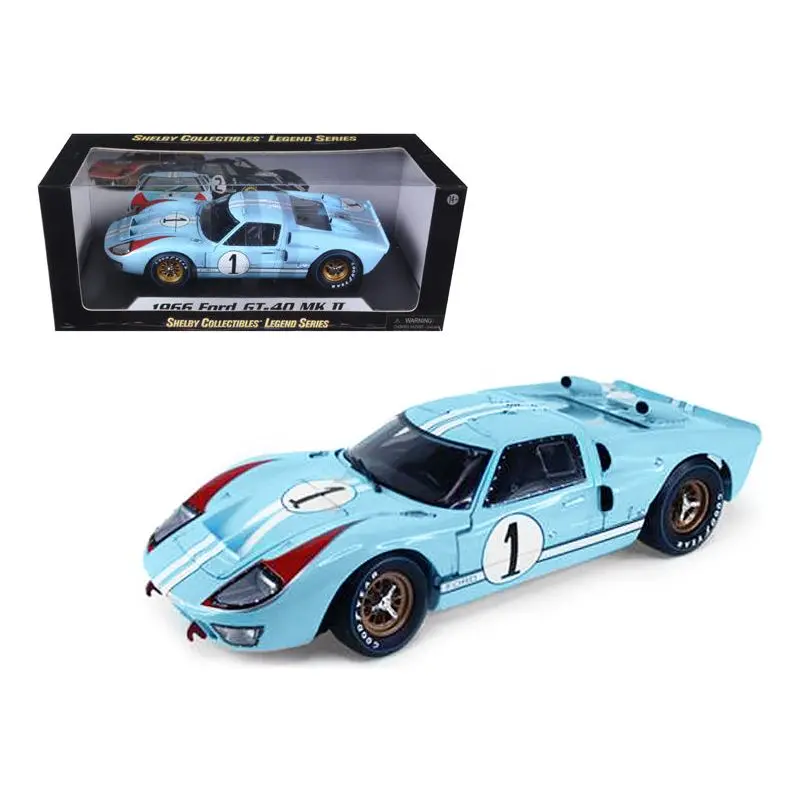 1966 Ford Gt 40 Mk Ii Rhd (Right Hand Drive) #1 Light Blue Miles - Hulme Le Mans 1/18 Diecast Model Car By Shelby Collectibles 1