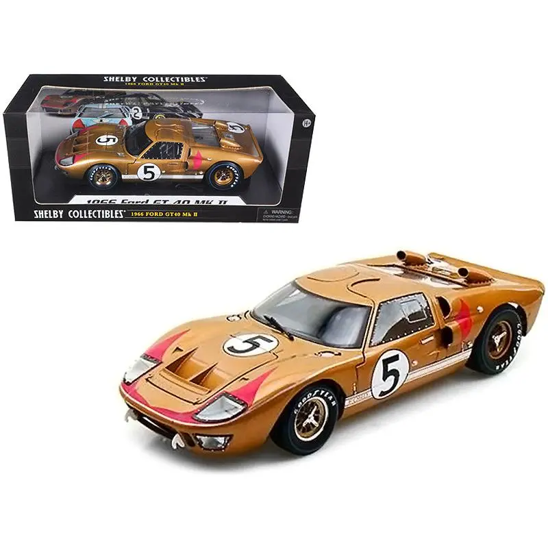 1966 Ford Gt-40 Mk Ii Rhd (Right Hand Drive) #5 Gold 24H Of Le Mans 1/18 Diecast Model Car By Shelby Collectibles 1