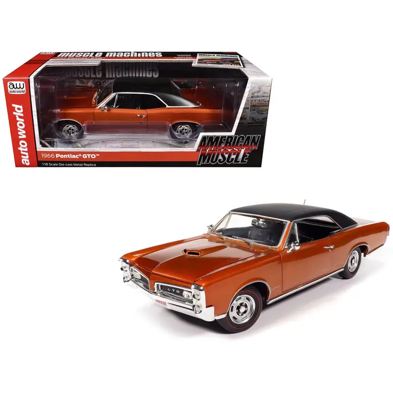 1966 Pontiac Gto Copper Blaze Metallic With Black Vinyl Top "Hemmings Muscle Machines July 2024 Cover Car" "American Muscle" Series 1/18 Diecast Model Car By Auto World 1