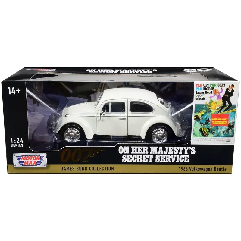 1966 Volkswagen Beetle White James Bond 007 "On Her Majesty's Secret Service" (1969) Movie "James Bond Collection" Series 1/24 Diecast Model Car By Motormax 1