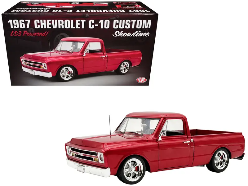 1967 Chevrolet C-10 Custom Pickup Truck "Showtime" Deep Candy Red Metallic Limited Edition To 612 Pieces Worldwide 1/18 Diecast Model Car By Acme 1
