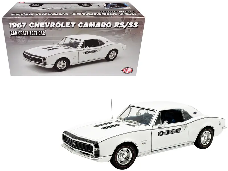 1967 Chevrolet Camaro Rs/Ss "Car Craft Test Car" White Limited Edition To 180 Pieces Worldwide 1/18 Diecast Model Car By Acme 1
