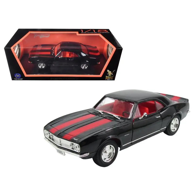 1967 Chevrolet Camaro Z/28 Black With Red Stripes 1/18 Diecast Model Car By Road Signature 1