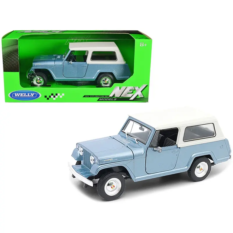 1967 Jeep Jeepster Commando Station Wagon Light Blue Metallic With White Top "Nex Models" Series 1/24 Diecast Model Car By Welly 1