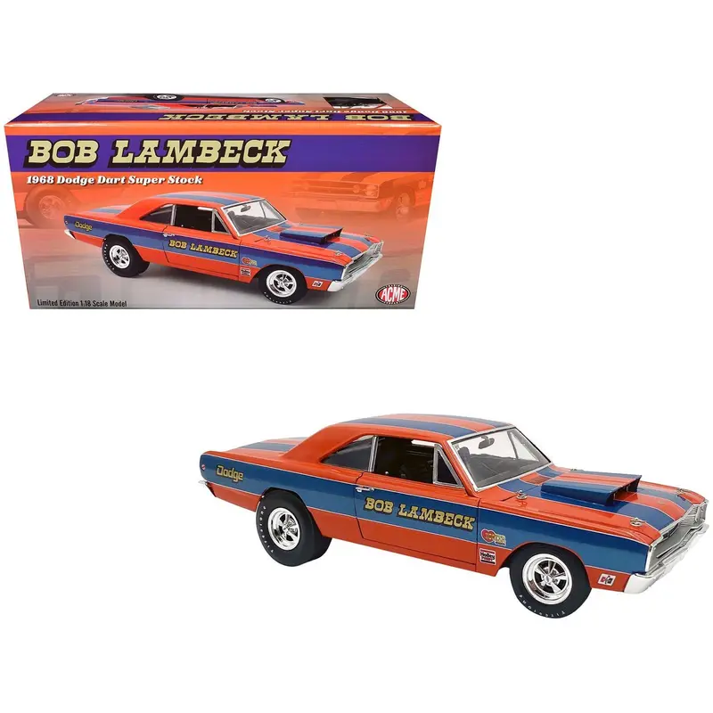 1968 Dodge Dart Super Stock "Bob Lambeck" Blue And Orange Limited Edition To 400 Pieces Worldwide 1/18 Diecast Model Car By Acme 1