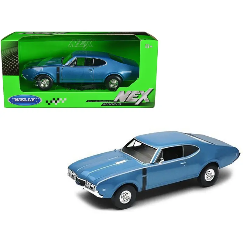 1968 Oldsmobile 442 Blue Metallic 1/24 Diecast Model Car By Welly 1