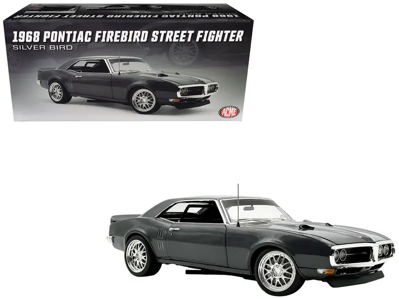 1968 Pontiac Firebird Street Fighter "Silver Bird" Gun Metal Gray Metallic Limited Edition To 400 Pieces Worldwide 1/18 Diecast Model Car By Acme 1