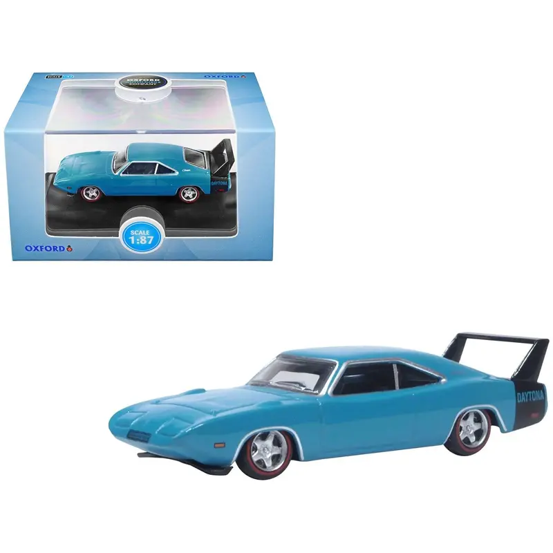 1969 Dodge Charger Daytona Bright Blue With Black Tail Stripe 1/87 (Ho) Scale Diecast Model Car By Oxford Diecast 1
