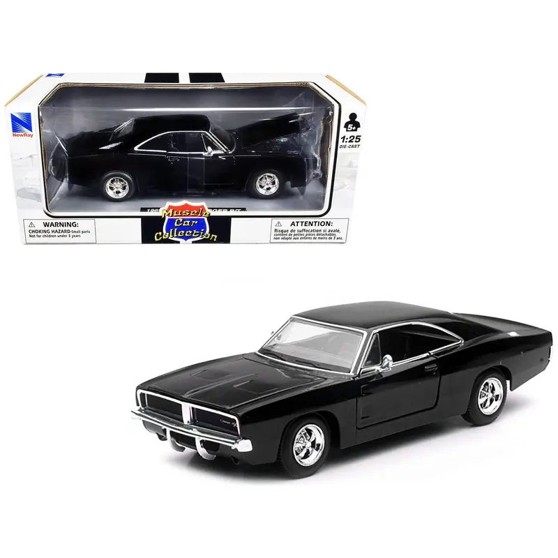 1969 Dodge Charger R/T Black "Muscle Car Collection" 1/25 Diecast Model Car By New Ray 1