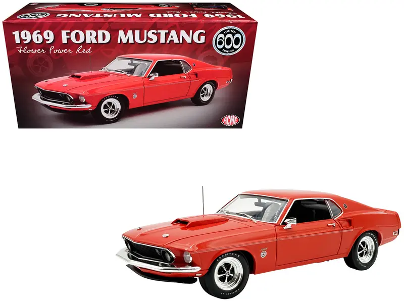 1969 Ford Mustang Limited Edition 600 Flower Power Red Limited Edition To 300 Pieces Worldwide 1/18 Diecast Model Car By Acme 1