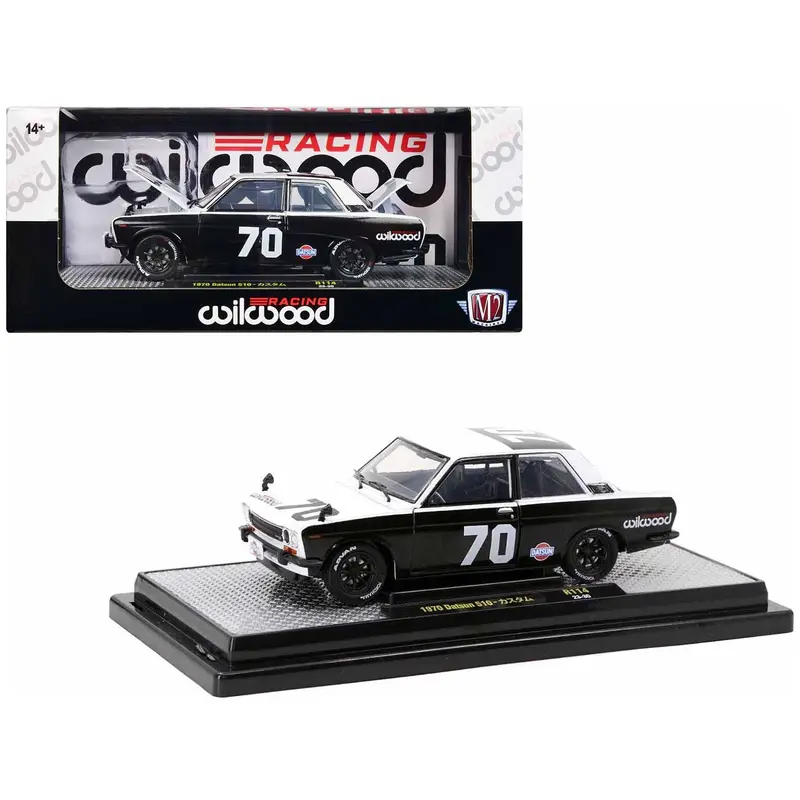 1970 Datsun 510 #70 Black And White "Wilwood Racing" Limited Edition To 6000 Pieces Worldwide 1/24 Diecast Model Car By M2 Machines 1