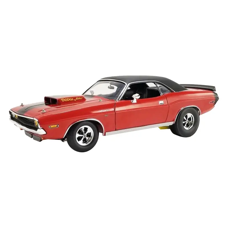 1970 Dodge Challenger R/T "Dodge Fever" Bright Red With Black Stripes And Black Vinyl Top Limited Edition To 588 Pieces Worldwide 1/18 Diecast Model Car By Acme 1