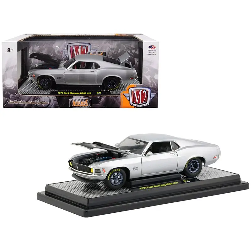 1970 Ford Mustang Boss 429 Matt Silver Limited Edition To 5,880 Pieces Worldwide 1/24 Diecast Model Car By M2 Machines 1