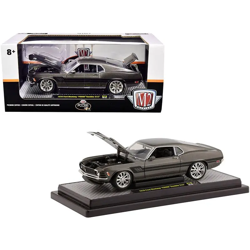 1970 Ford Mustang "Foose" Gambler 514 Jaguar British Racing Green Metallic With Black Stripes Limited Edition To 6880 Pieces Worldwide 1/24 Diecast Model Car By M2 Machines 1