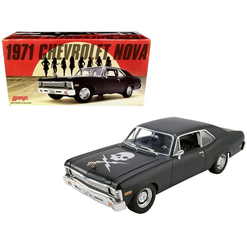 1971 Chevrolet Nova Matt Black "Death Proof" (2007) Movie Limited Edition To 792 Pieces Worldwide 1/18 Diecast Model Car By Gmp 1