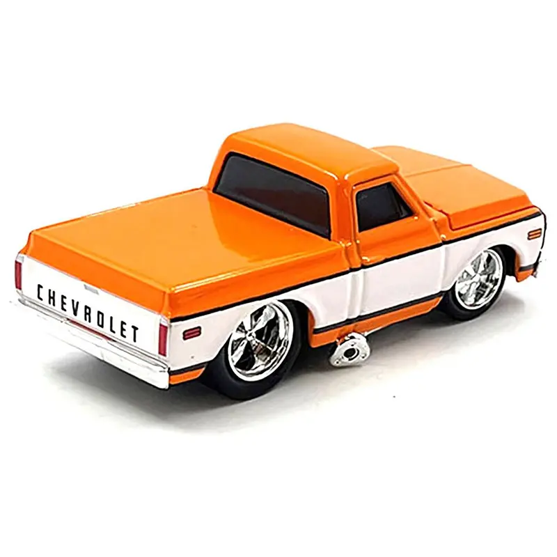 1972 Chevrolet C-10 Pickup Truck Orange And White 1/64 Diecast Model Car By Muscle Machines 1