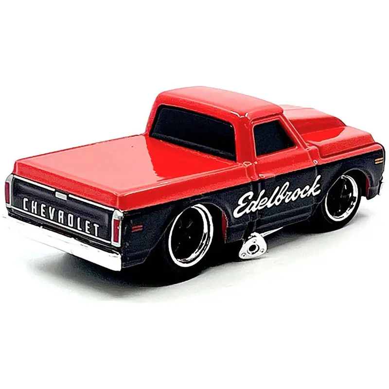 1972 Chevrolet C-10 Pickup Truck Red And Black "Edelbrock" 1/64 Diecast Model Car By Muscle Machines 1
