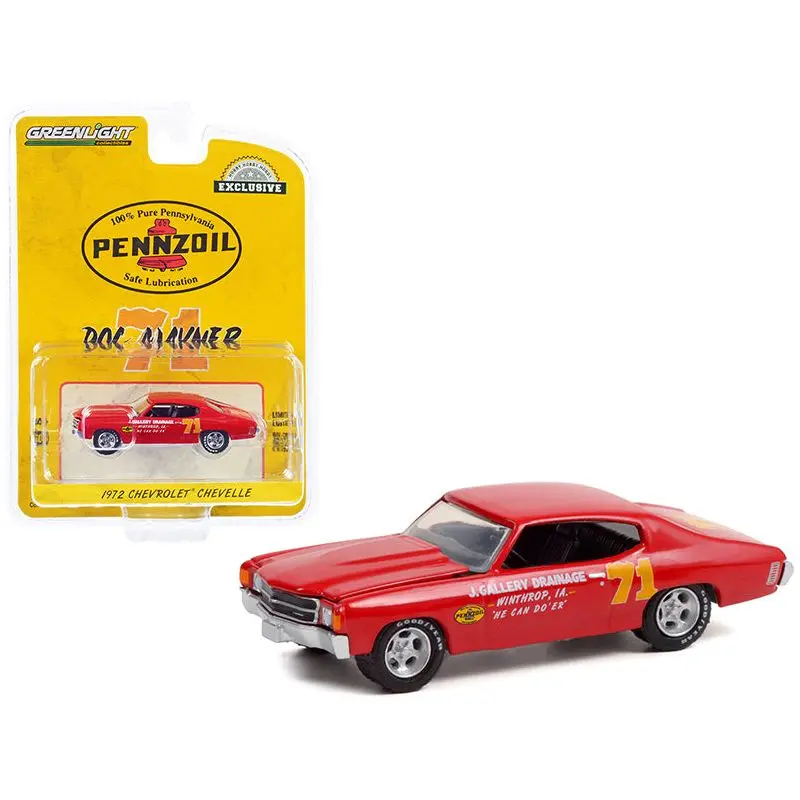 1972 Chevrolet Chevelle #71 Doc Mayner "Pennzoil" J. Gallery Drainage Winthrop (Ia) "Hobby Exclusive" 1/64 Diecast Model Car By Greenlight 1