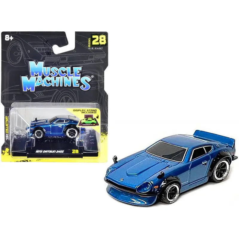 1972 Datsun 240Z Blue Metallic 1/64 Diecast Model Car By Muscle Machines 1