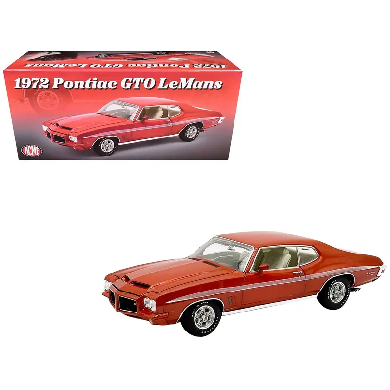 1972 Pontiac Gto Lemans Sundance Orange Metallic With Gto Stripes Limited Edition To 342 Pieces Worldwide 1/18 Diecast Model Car By Acme 1