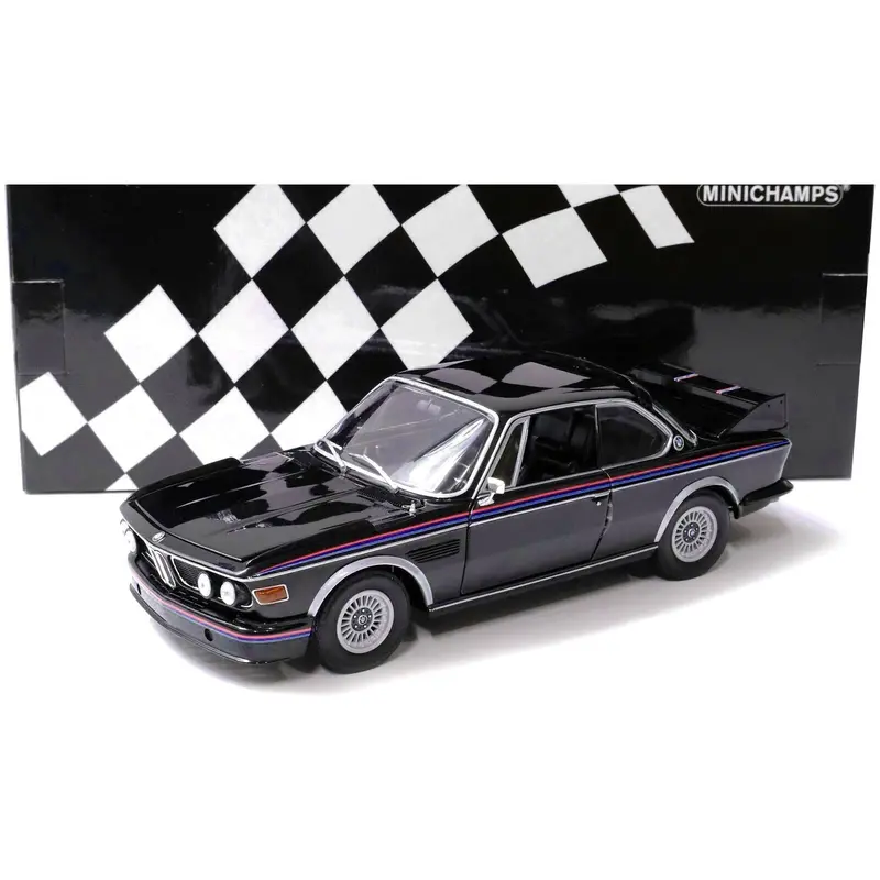 1973 Bmw 3.0 Csl Black With Red And Blue Stripes Limited Edition To 444 Pieces Worldwide 1/18 Diecast Model Car By Minichamps 1