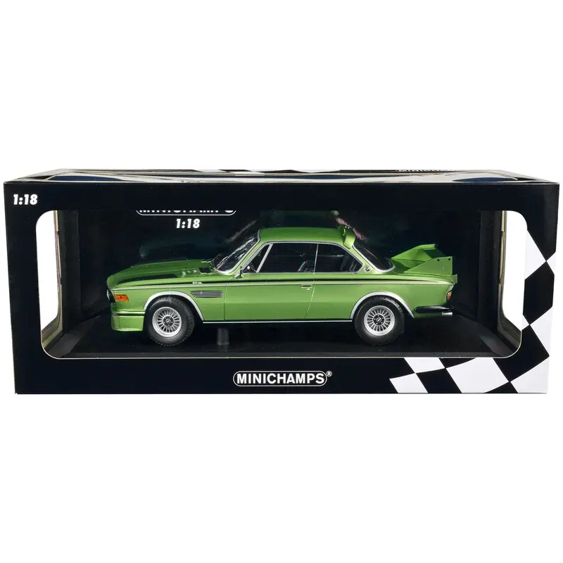 1973 Bmw 3.0 Csl Green Metallic With Black Stripes Limited Edition To 450 Pieces Worldwide 1/18 Diecast Model Car By Minichamps 1