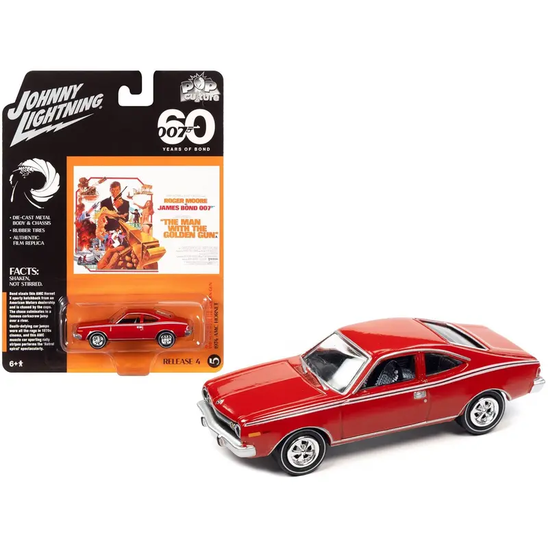 1974 Amc Hornet Red 007 James Bond "The Man With The Golden Gun" (1974) Movie "Pop Culture" 2022 Release 4 1/64 Diecast Model Car By Johnny Lightning 1