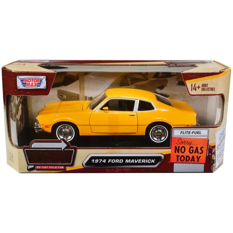 1974 Ford Maverick Yellow "Forgotten Classics" 1/24 Diecast Model Car By Motormax 1
