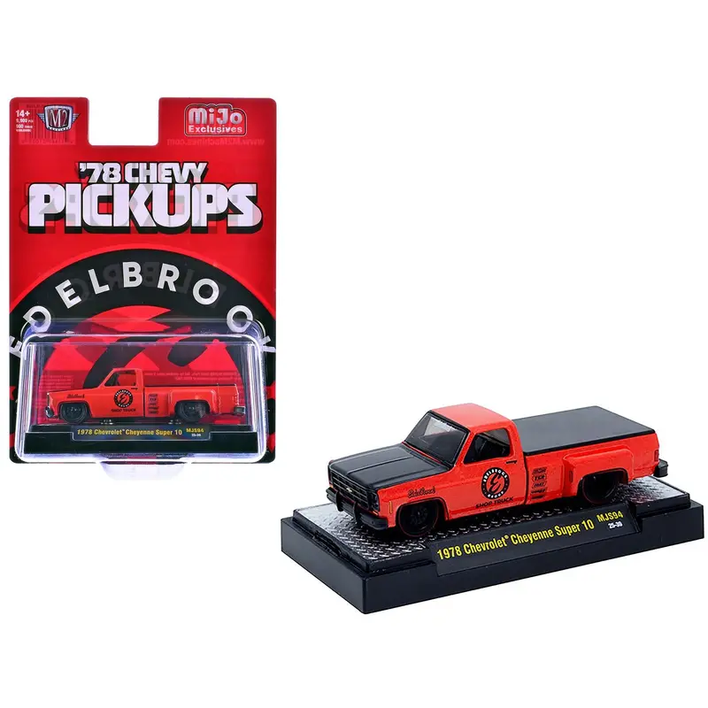 1978 Chevrolet Cheyenne Super 10 Pickup Truck "Edelbrock" Red With Black Hood Limited Edition To 9900 Pieces Worldwide 1/64 Diecast Model Car By M2 Machines 1