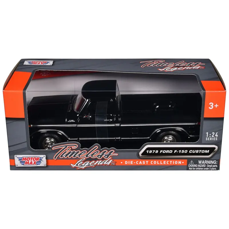 1979 Ford F-150 Custom Pickup Truck Black "Timeless Legends" Series 1/24 Diecast Model Car By Motormax 1