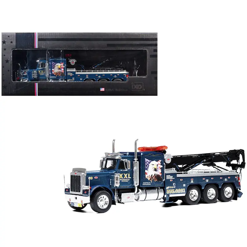 1980 Peterbilt 359 Wrecker Tow Truck "Xxl Towing And Recovery" Blue Metallic With Graphics 1/43 Diecast Model By Ixo Models 1