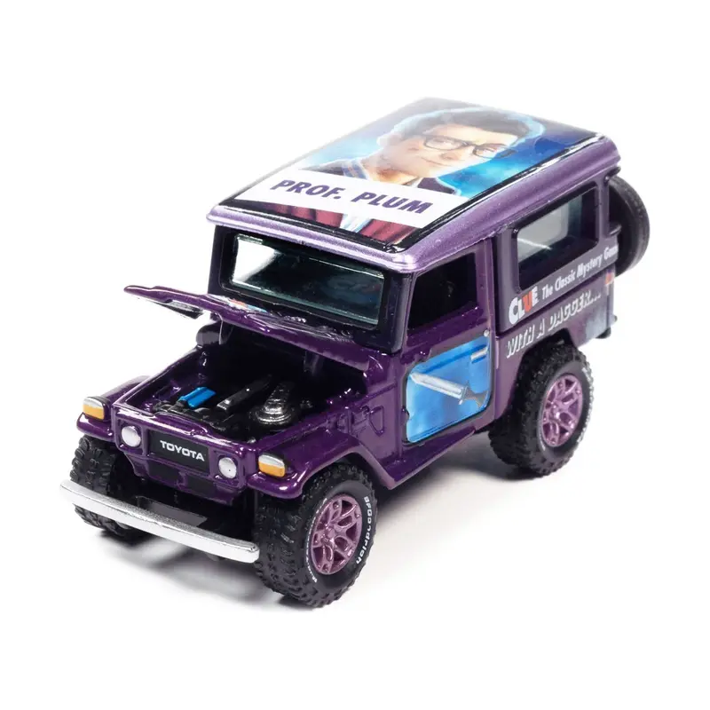 1980 Toyota Land Cruiser Purple Metallic "Modern Clue Professor Plum" With Poker Chip Collector's Token "Pop Culture" 2022 Release 3 1/64 Diecast Model Car By Johnny Lightning 1