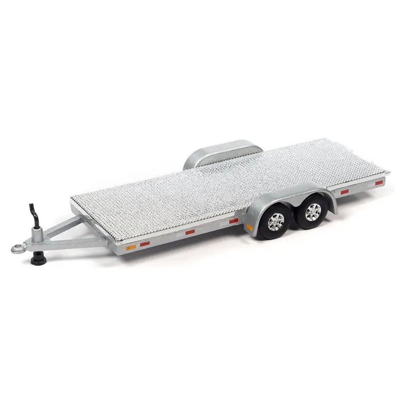 1983 Ford Ranger Xls Pickup Truck Silver Metallic With Red Interior With Open Flatbed Trailer Limited Edition To 7264 Pieces Worldwide "Tow & Go" Series 1/64 Diecast Model Car By Johnny Lightning 1