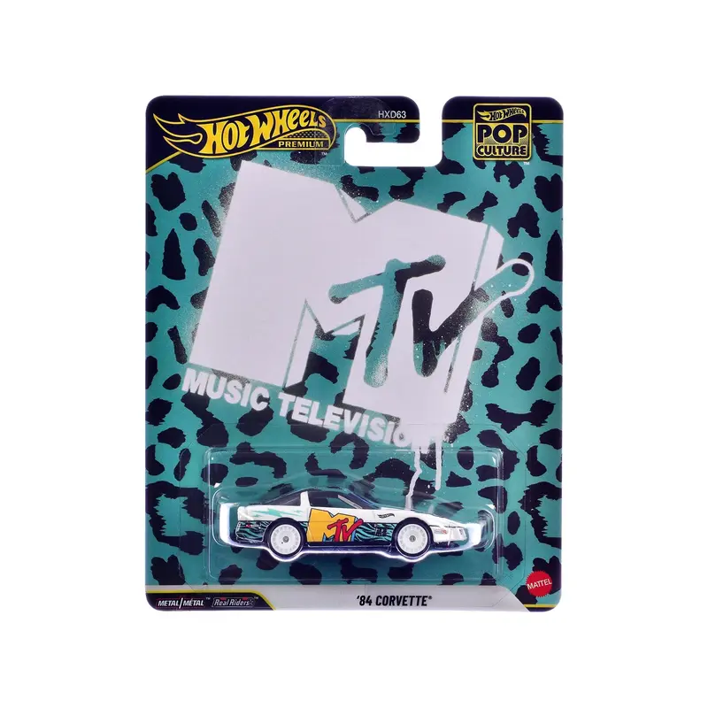 1984 Chevrolet Corvette "Mtv" White With Stripes And Graphics "Pop Culture" Series Diecast Model Car By Hot Wheels 1