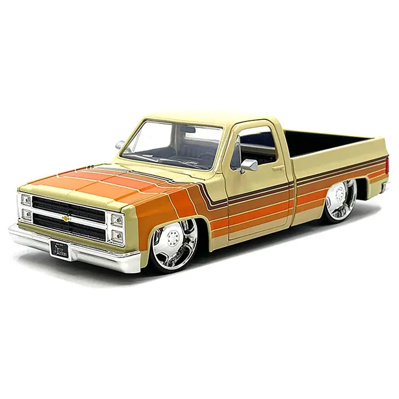 1985 Chevrolet C-10 Pickup Truck Beige With Stripes And Lowenhart Wheels "Just Trucks" Series 1/24 Diecast Model Car By Jada 1