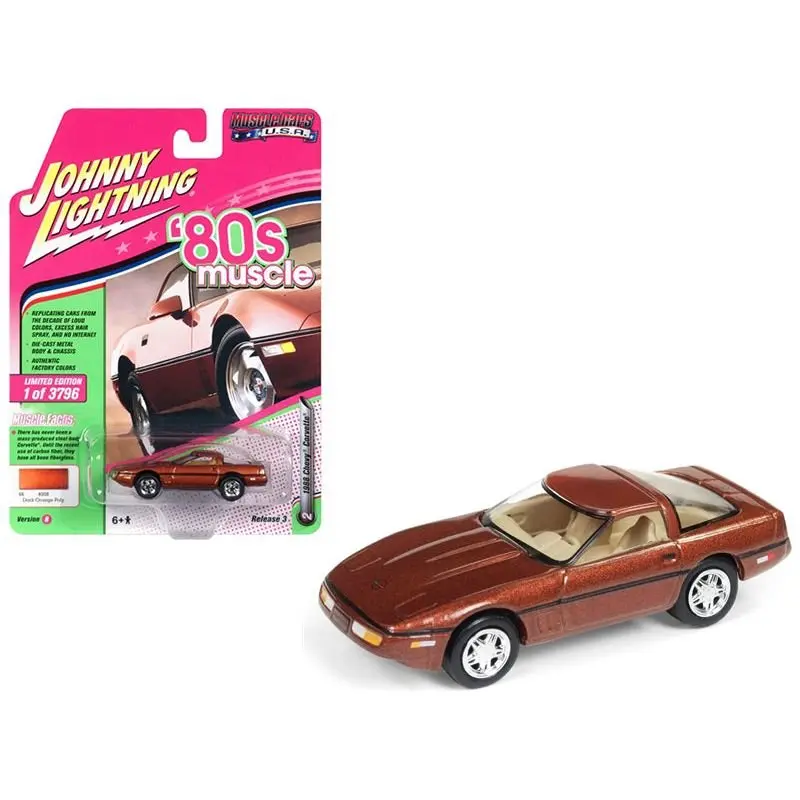 1988 Chevrolet Corvette Dark Bronze Metallic "80'S Muscle" Limited Edition To 3796 Pieces Worldwide 1/64 Diecast Model Car By Johnny Lightning 1
