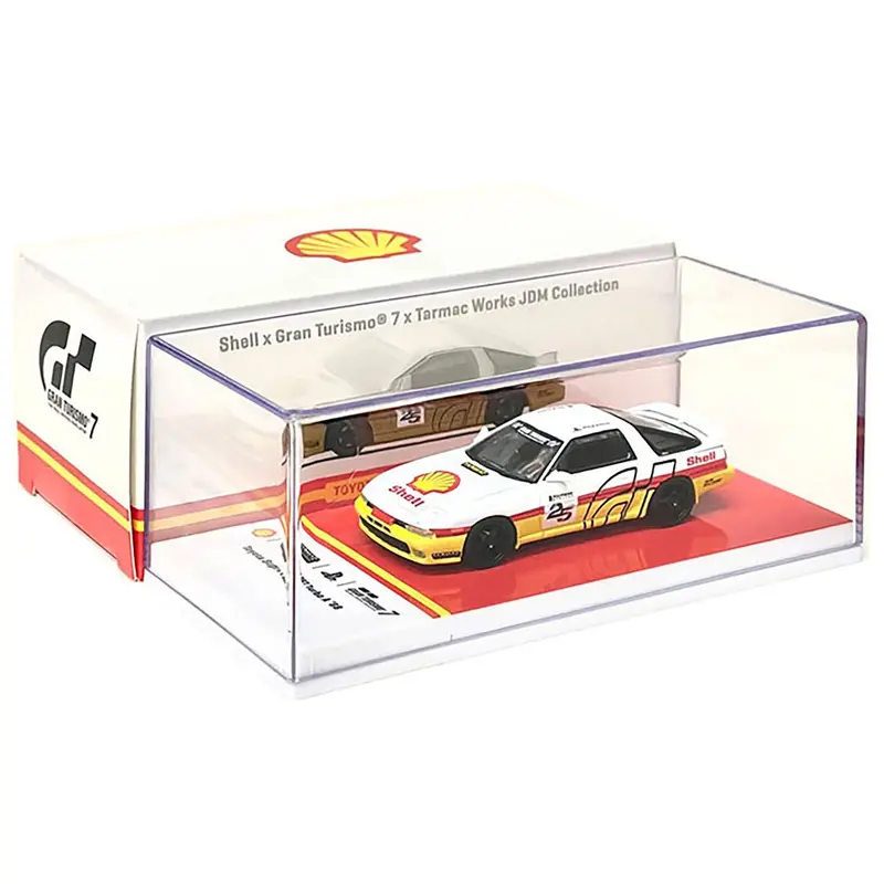 1988 Toyota Supra 3.0Gt Turbo A Rhd (Right Hand Drive) White And Yellow With Red Stripes "Shell X Gran Turismo 7" Special Edition 1/64 Diecast Model Car By Tarmac Works 1