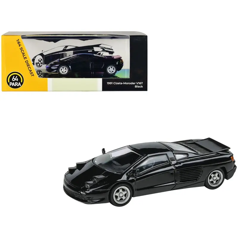 1991 Cizeta V16t Black 1/64 Diecast Model Car By Paragon Models 1