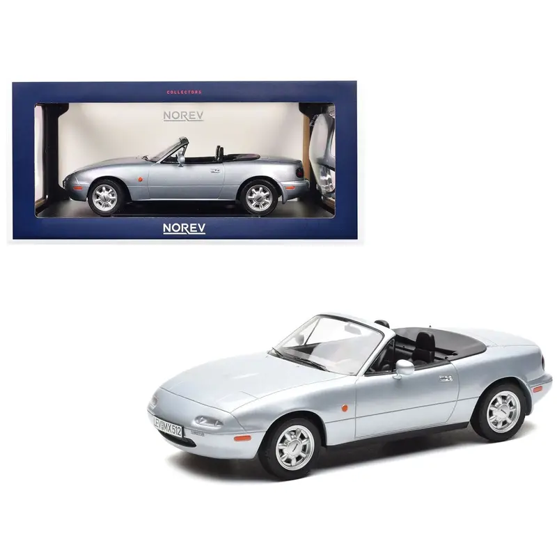 1991 Mazda Mx-5 Convertible Silver Metallic 1/18 Diecast Model Car By Norev 1