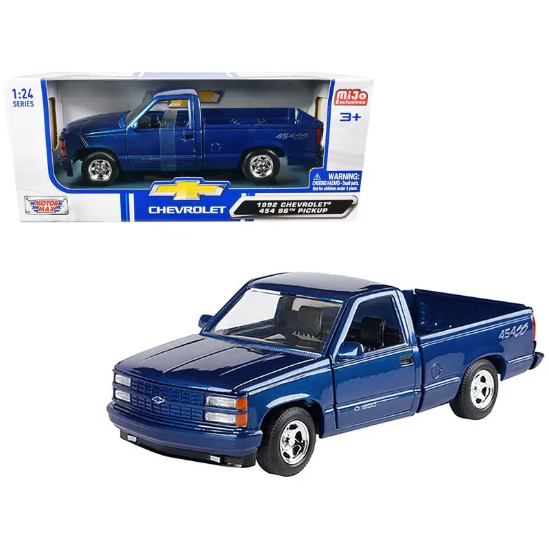 1992 Chevrolet 454 Ss Pickup Truck Blue Metallic 1/24 Diecast Model Car By Motormax 1