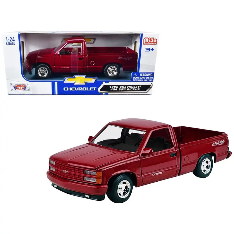 1992 Chevrolet 454 Ss Pickup Truck Red Metallic 1/24 Diecast Model Car By Motormax 1