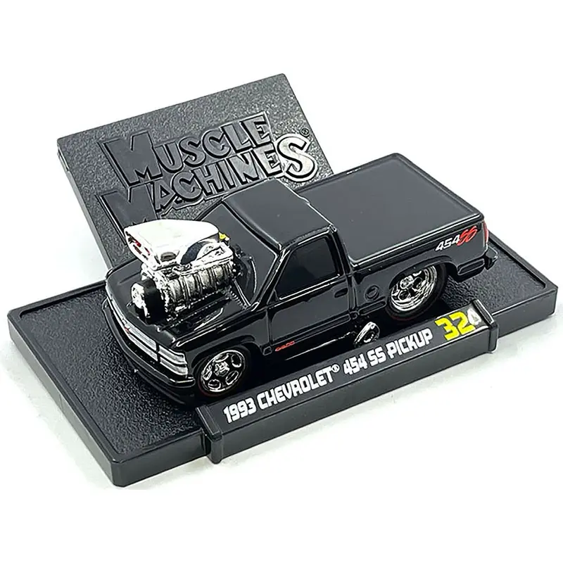 1993 Chevrolet 454 Ss Pickup Truck Black 1/64 Diecast Model Car By Muscle Machines 1