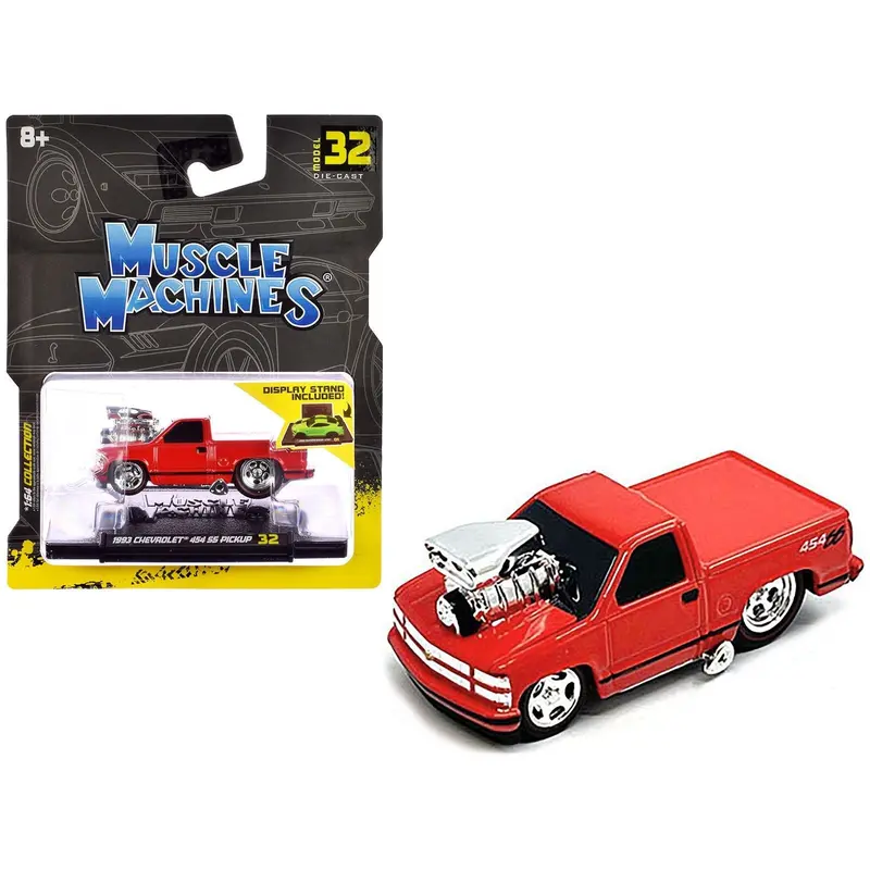 1993 Chevrolet 454 Ss Pickup Truck Red 1/64 Diecast Model Car By Muscle Machines 1